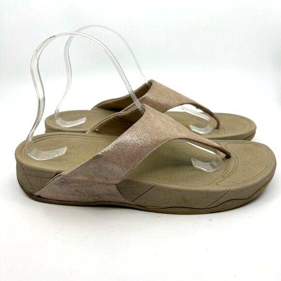 FitFlop Metallic Pink Thong Sandals Women's 10 US - Picture 3 of 9